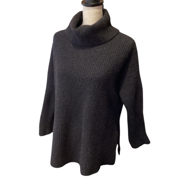 Eileen Fisher Yak & Wool Italian Yarn Cowl Neck Sweater, Medium Charcoal Grey - Picture 8 of 12